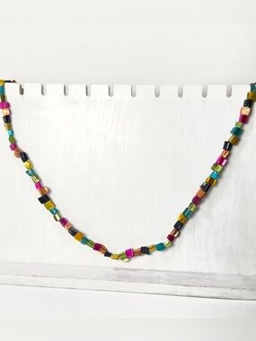 Colorful cube shaped beaded necklace Multicolor Women’s strand costume jewelry